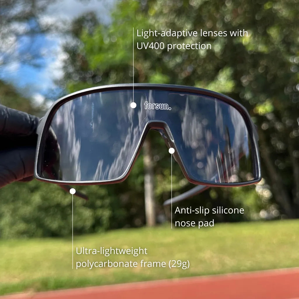 Photochromic - Sports Sunglasses for Running Cycling and Beach Tennis